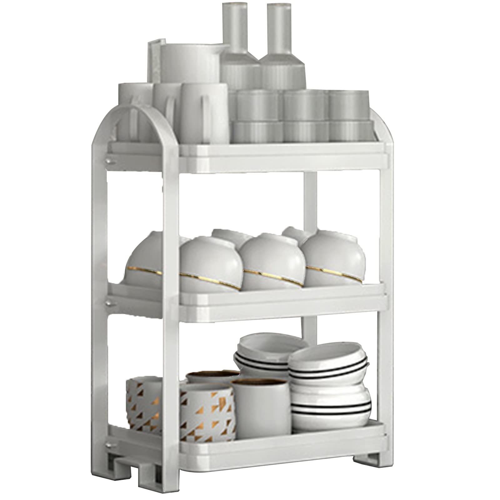 GLETSF Kitchen Shelves, Multifunctional Storage Rack Accessories Organizer Miscellaneous Of Spice Jar,White-27.5CM