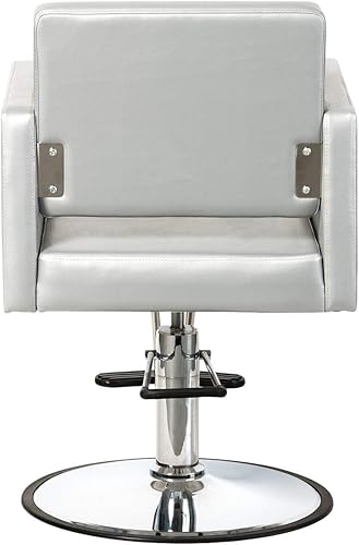 Miniatura 10 de Buy-Rite Argento - Silla de peluquería - Diseño cuadrado moderno, acabado de vinilo plateado, asiento extra ancho, marco resistente, bomba