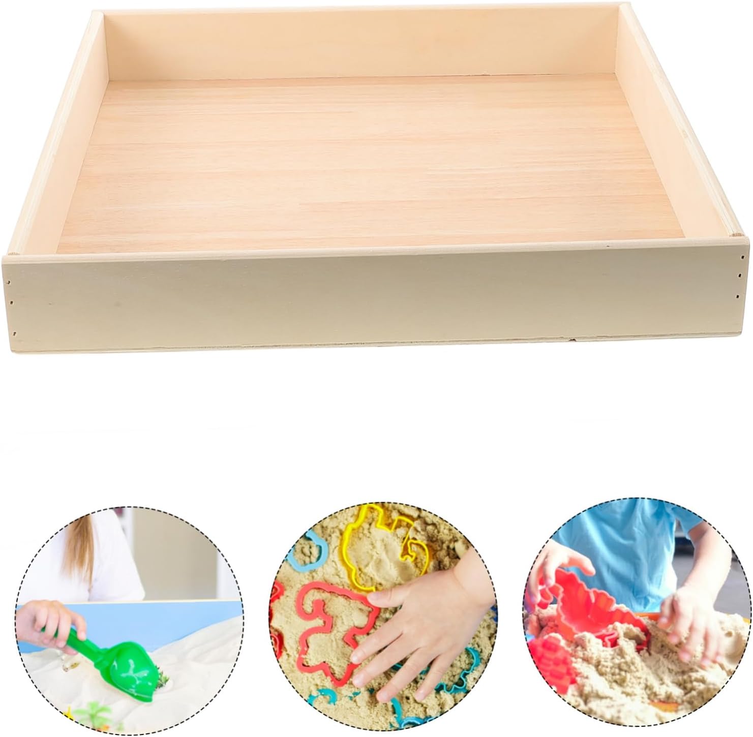 KICHOUSE Sand Tray Portable Wooden Sandbox for Indoor Outdoor Activities Compact Storage Box Creativity and Imaginative Play Design for Endless Fun