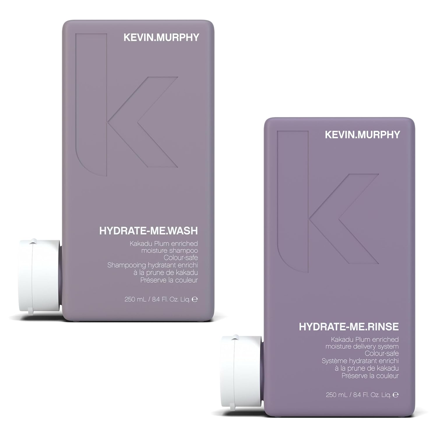 KEVIN.MURPHY HYDRATE-ME.WASH & RINSE - Hydrating Shampoo for Natural & Coloured Hair - Moisturising Conditioner - For Dull, Parched & Dry Hair - 250 mL / 8.4 fl oz - 2 Pack