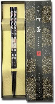 Terra Distribution Premium Japanese Chopsticks, Wood, BK/RD/PU, Flower PUMK001, 9.06 inches, Dishwasher Safe, 1 Set