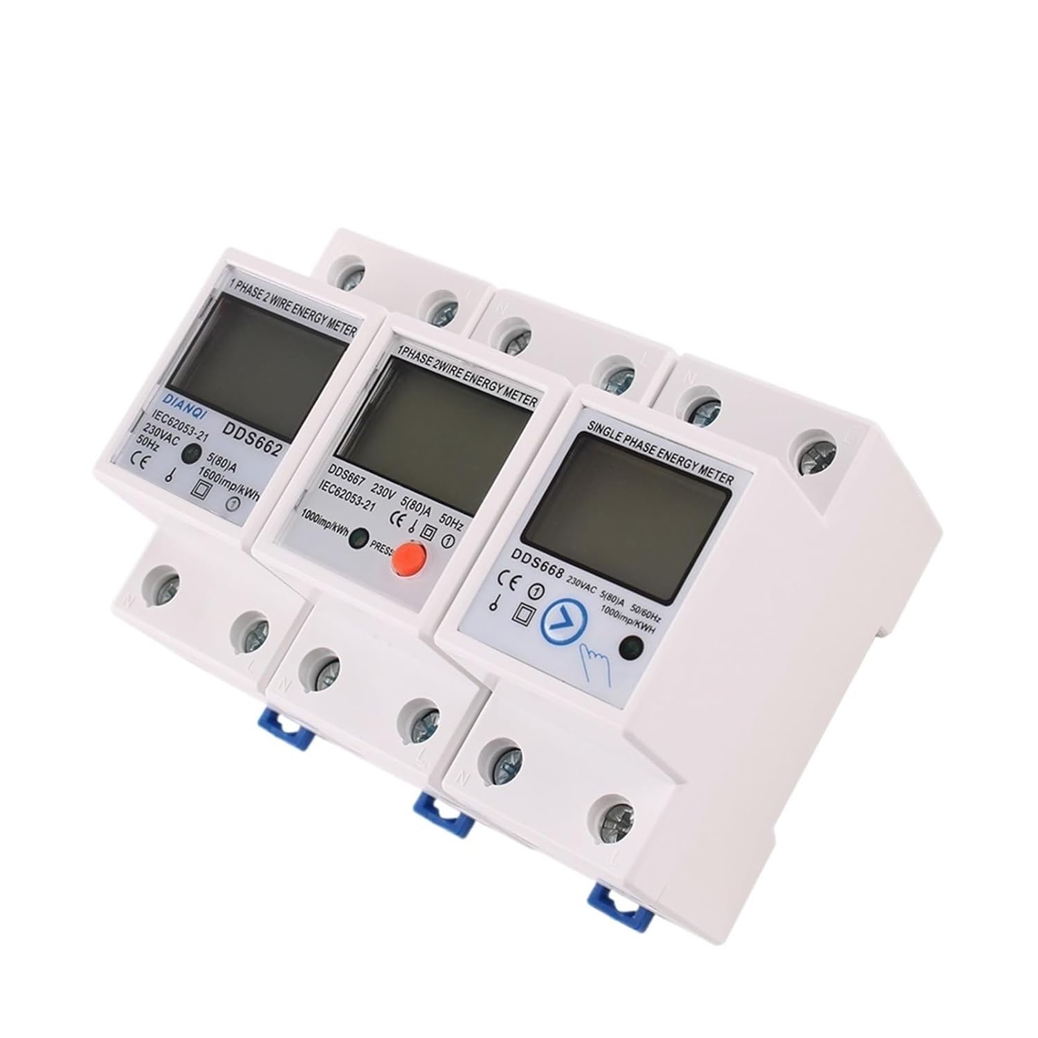 Single Phase 1Phase 2 Wire Energy Meter kWh Voltage Current Power Consumption Wattmeter Electricity 230V 5(80) A 50Hz 120V(DDS667,230V)