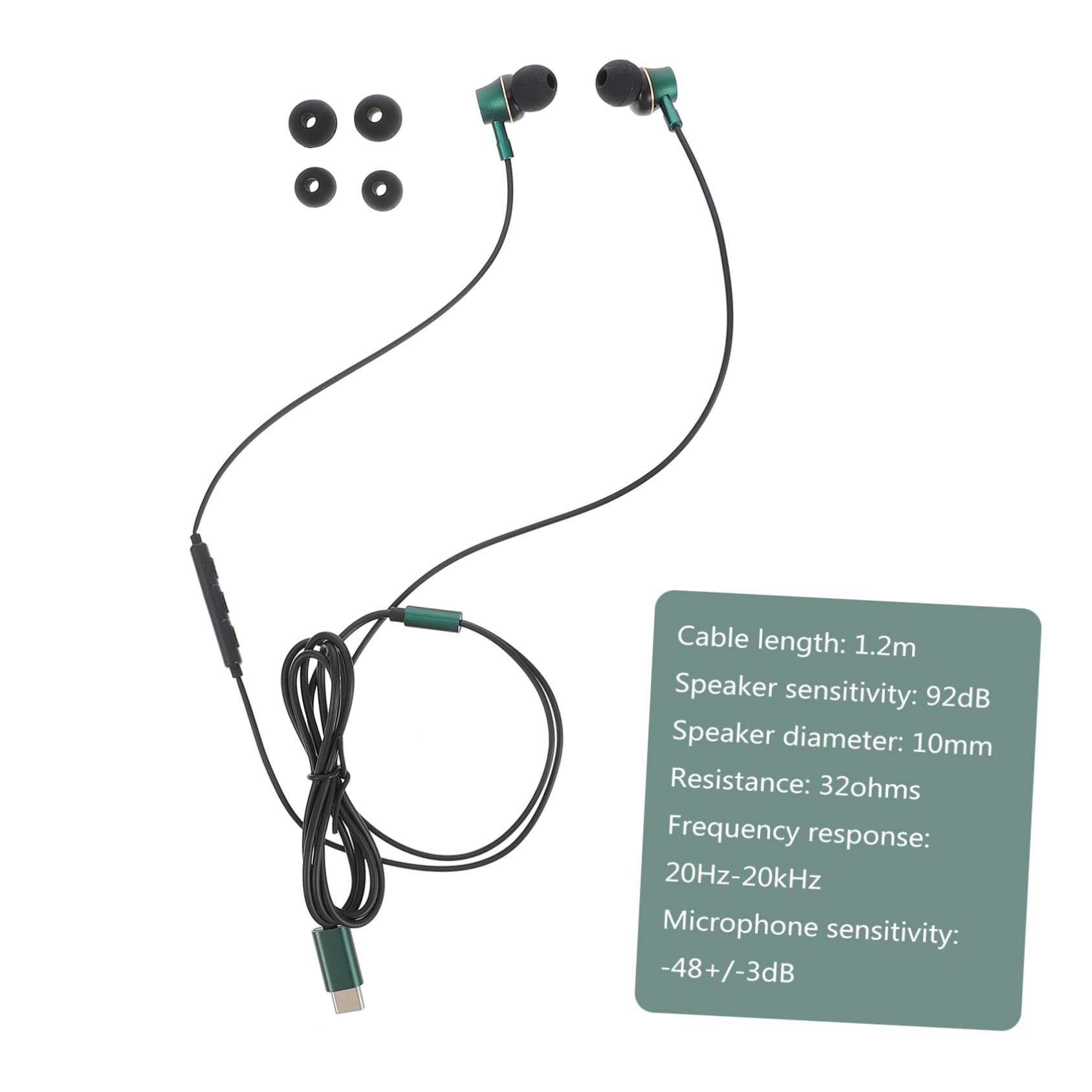 Uonlytech 4pezzi Cuffie Usb c Ergonomiche Con Microfono Isolamento Acustico Auricolari In-ear Controllo Volume Per Ufficio e Musica
