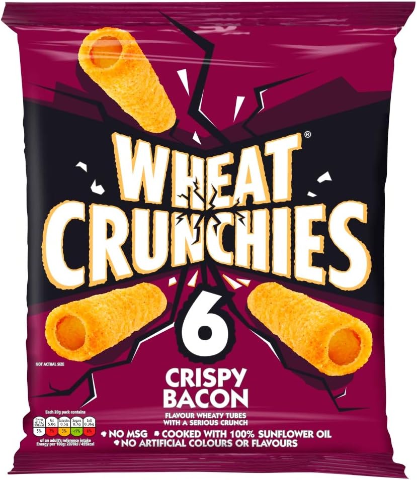 Wheat Crunchies Crispy Bacon Flavour Wheaty Tubes, 6 x 20g