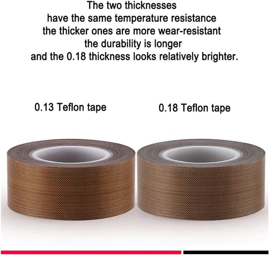 DIY Tools Accessories Teflon Tape High Temp Tape Sealing Machine Heat-Resistant High Temperature Tape Teflon Fire Insulation 300 Degrees Electric High Temperature,0.13-13mm widex10 mlong
