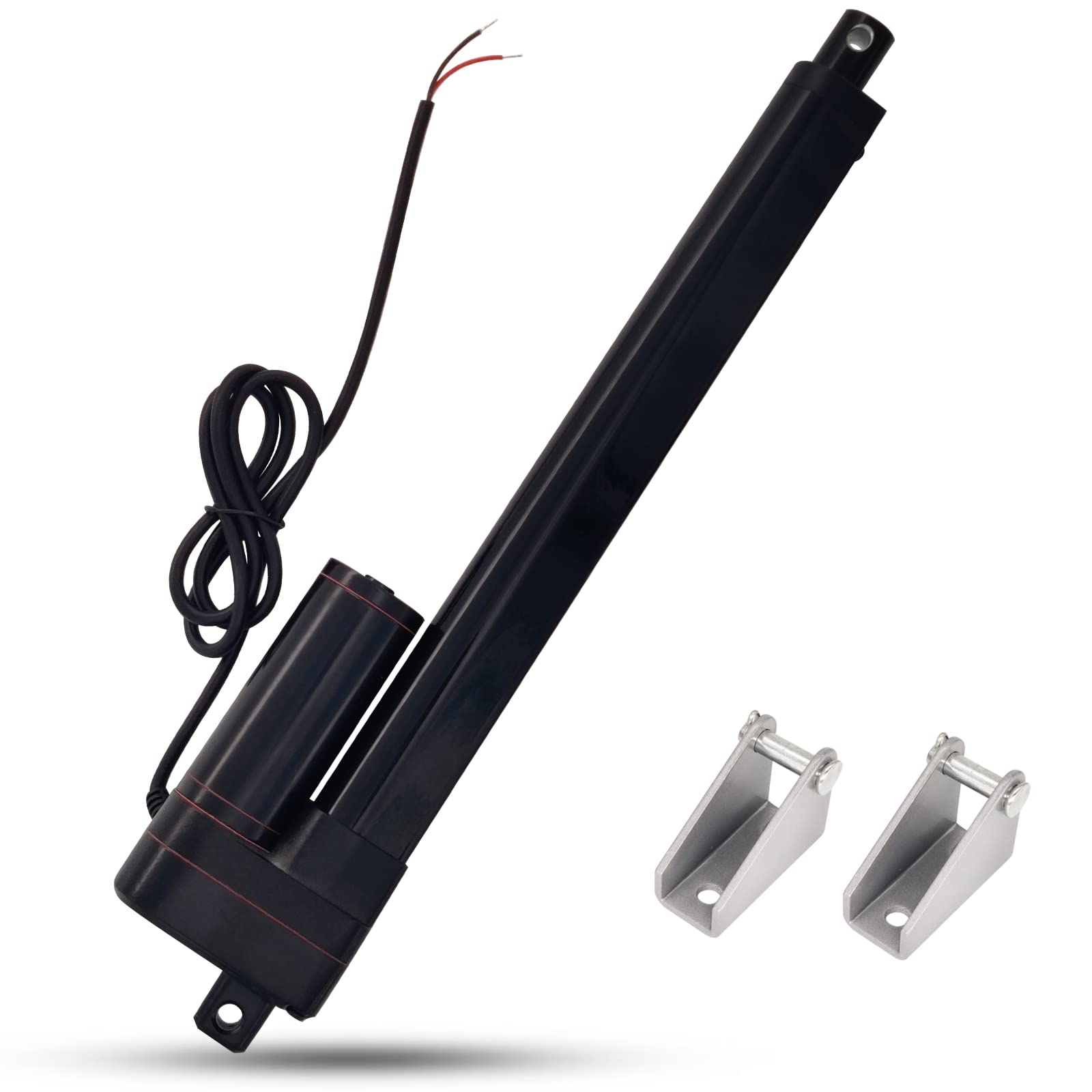JQDML 10 Inch 10" Stroke Heavy Duty 3000N/660lbs IP65 Waterproof Linear Actuator 12V Electric Actuator 0.2"/s with Mounting Brackets for Window Opener