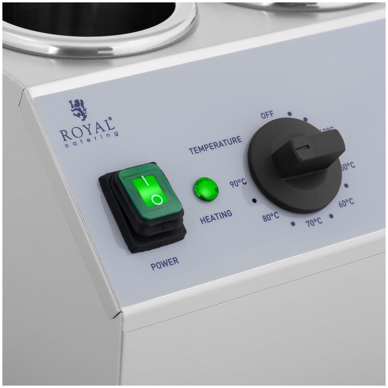 Royal Catering RCSW-14 Riscaldatore per salsa 3 x 1 L Pannello di controllo superiore 40-90 °C 550 W Riscaldatore per salsa per cioccolato