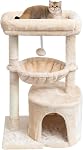 SYANDLVY Gothic Arbre de chat avec lit de cercueil pour les chats intérieurs, petite tour de chat, poste de scratching, maison d'activité moderne Condo avec berceau, grotte des chatons, noir & rouge