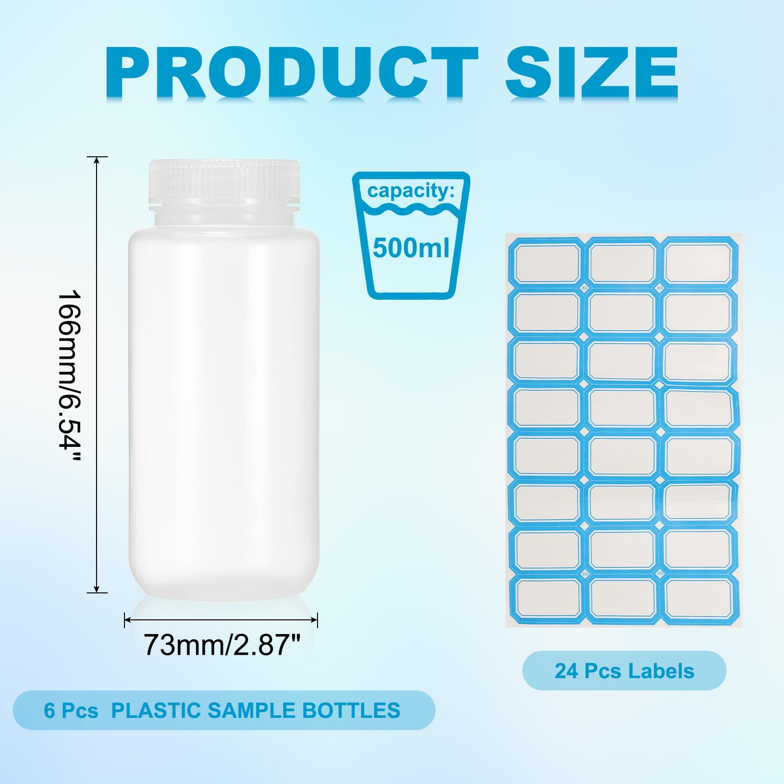 PATIKIL 6Pcs Bottiglie Di Plastica Per Reagenti 17.6oz Bottiglie Per Campioni Chimici Di Grado Laboratorio PP Contenitori Per Liquidi Antigoccia Per Reagenti Da Laboratorio Trasparente