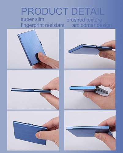 Miniatura 6 de Tarjetero para tarjetas de presentación, estuche delgado para tarjetas de presentación para hombres y mujeres, estuche de bolsillo de metal para
