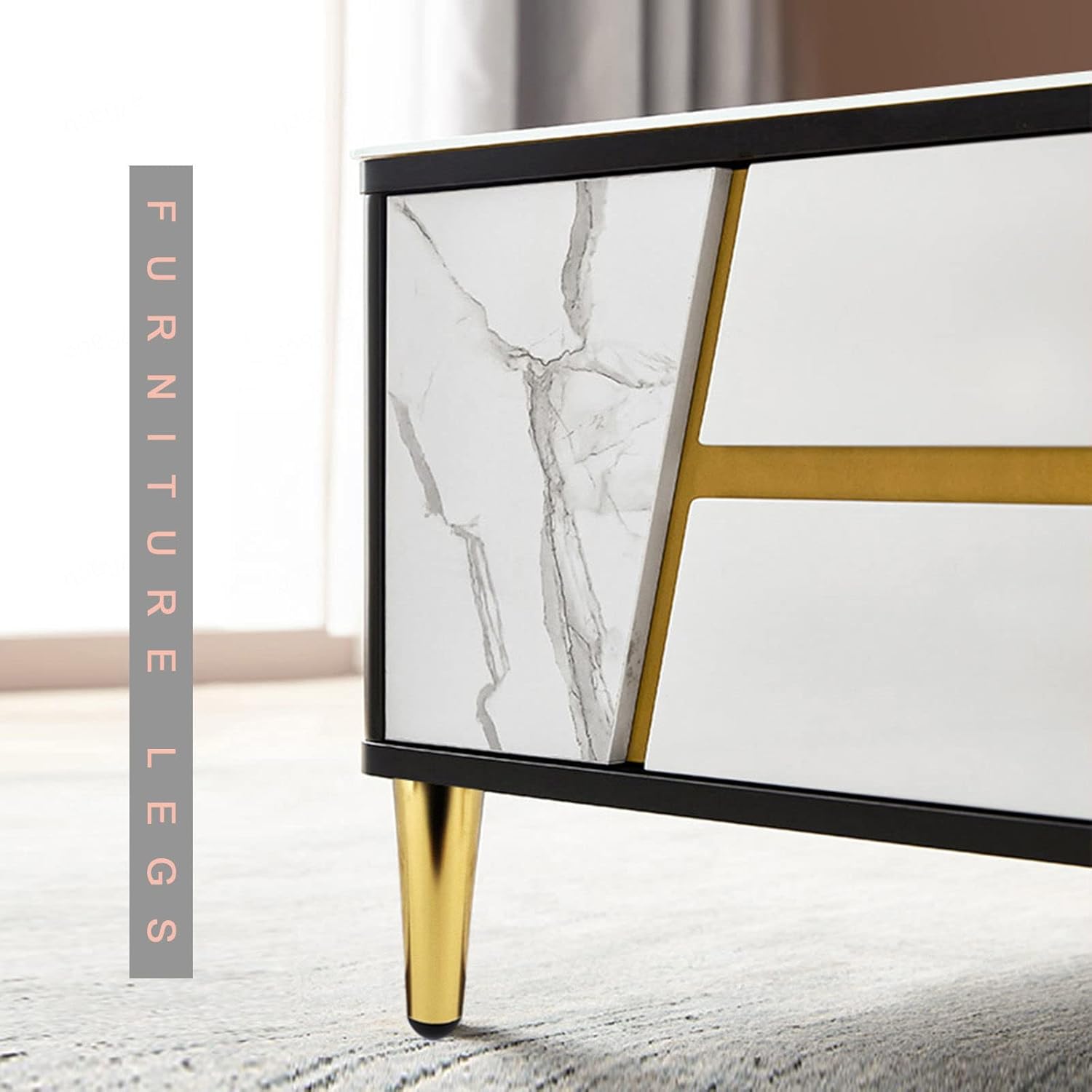 Metal Furniture Legs,4Pcs,Tapered Support Legs,Sofa Legs,Table Replacement Legs,Modern Design,Gold Furniture Legs,Kitchen Legs,TV Cabinet,Gold-17cm/6.7in