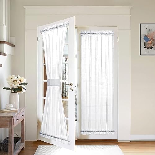 MIULEE French Door Curtains Set of 2 Panels Sheer Linen