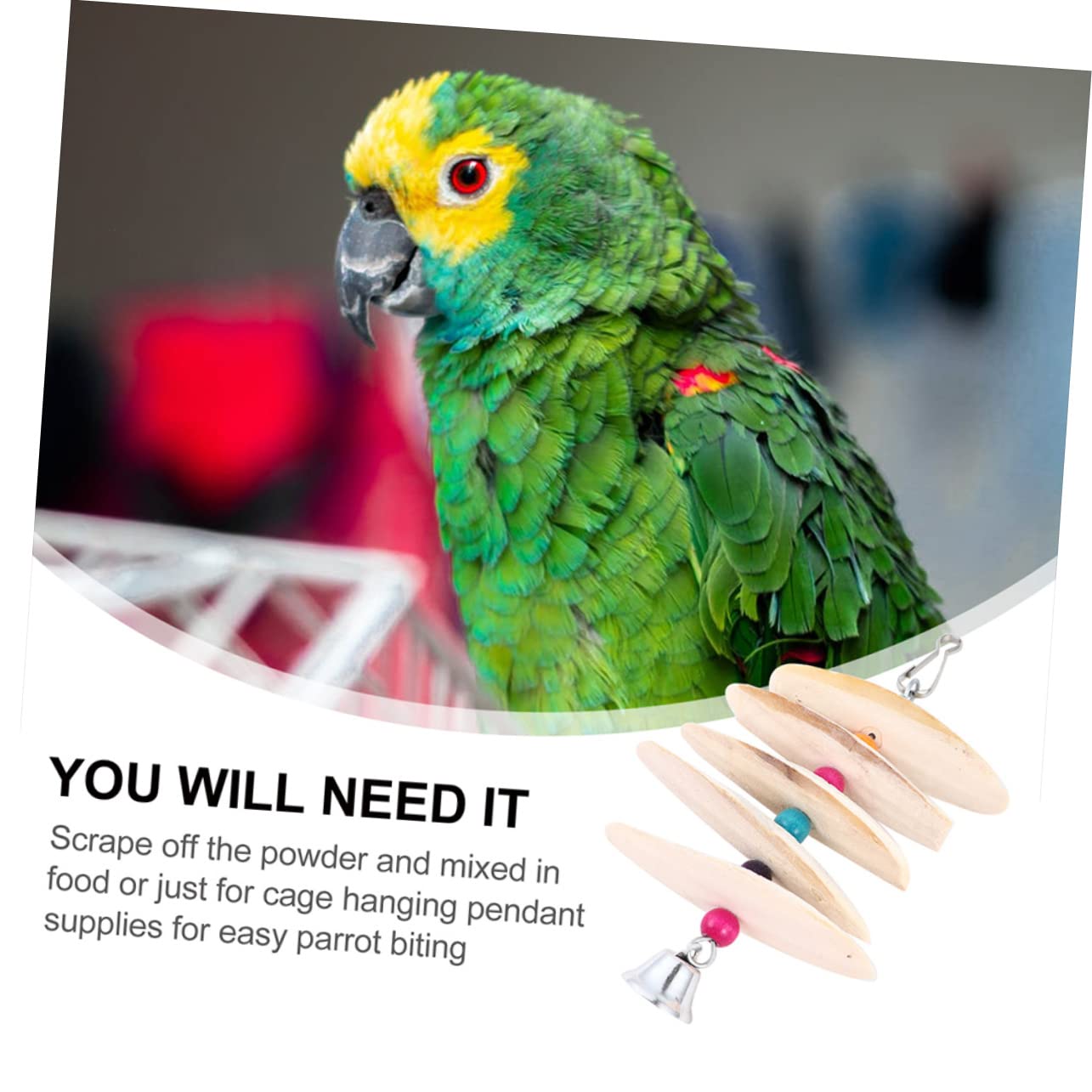 Mipcase 6pièces Jouets à Mâcher De Seiche pour Oiseaux Accessoires De Cage à Oiseaux avec Cloche Riche Et Minéraux pour Perruches