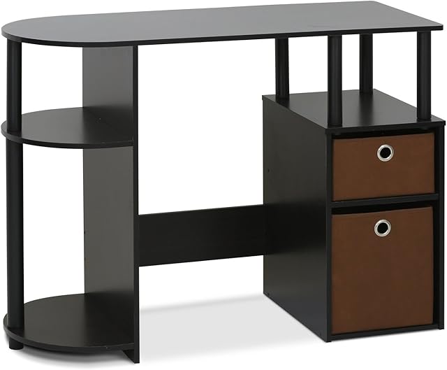 Furinno JAYA Simplistic Computer Study Desk with Bin Drawers, Espresso