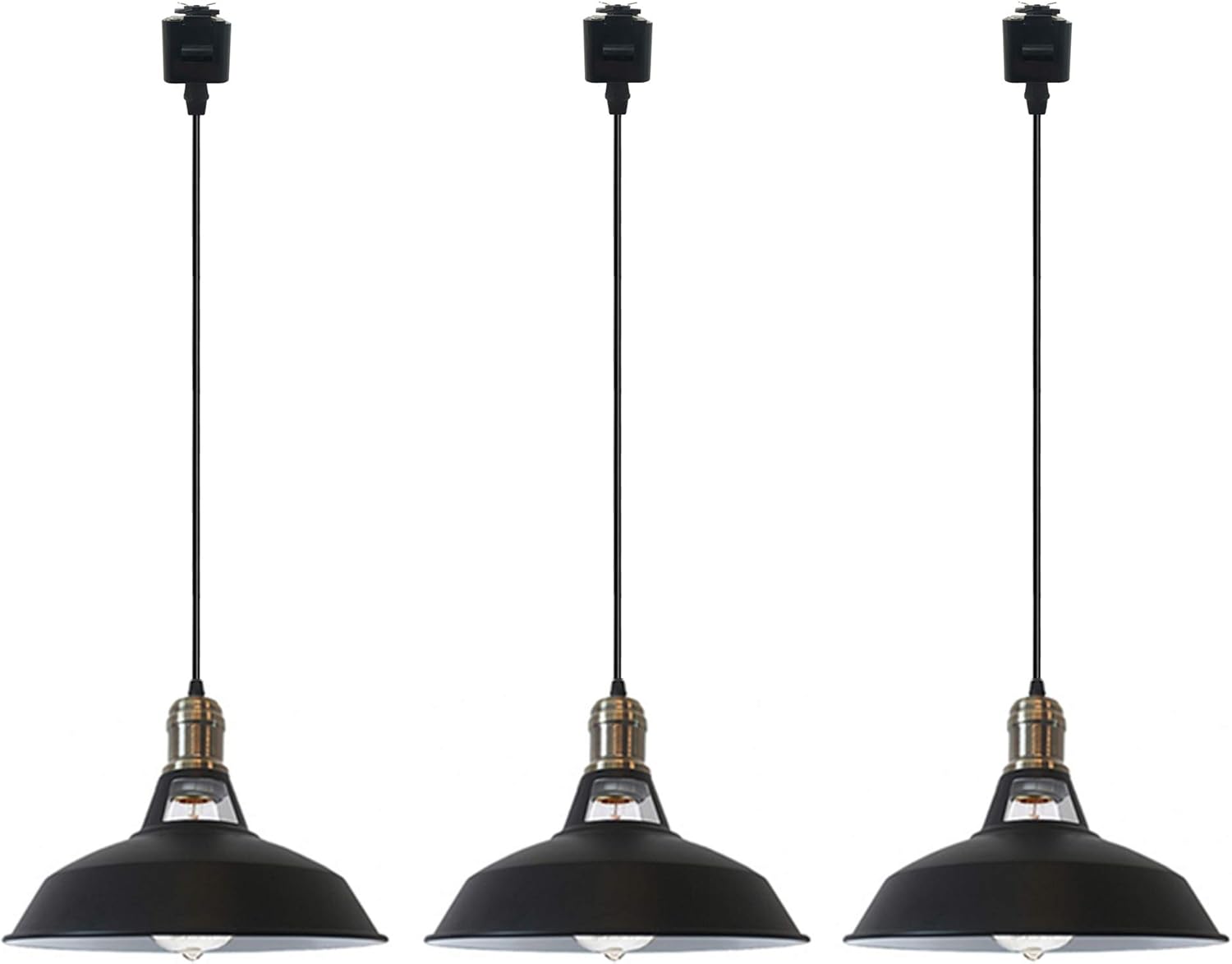 L-Type Track Lighting Pendants Restaurant Retro Black Iron Lampshade with Antique E26 Socket Lightolier Compatible Track Light 2ft Industrial Customizable Rustic Cottage Style