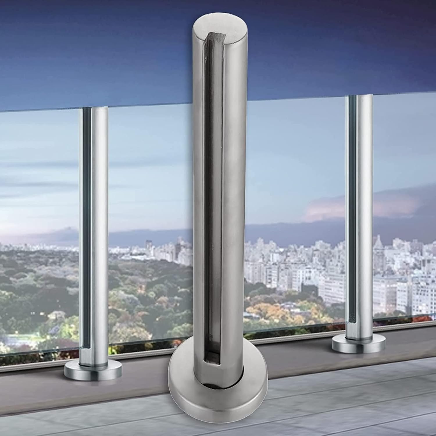 Amazon.com: HEYCE Round Glass Panel Post,Deck Railing/Patio Fence/Deck ...