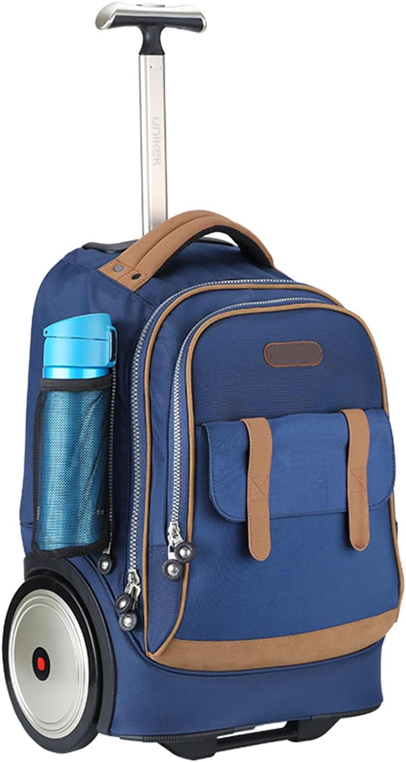 Rolling Laptop Backpack for 14 Inch Laptop with Big wheels,Community Nurse Bag on Wheels Work case,Roller backpack for School Blue,Trolley School Bag Wheeled Business Daypack,Laptop Roller Case