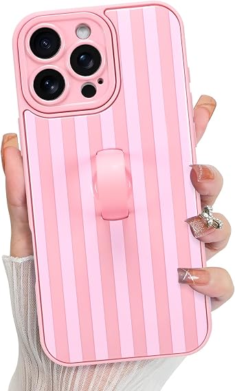 KANGHAR Compatible with iPhone 16 Pro Max Case Stripes -Pink