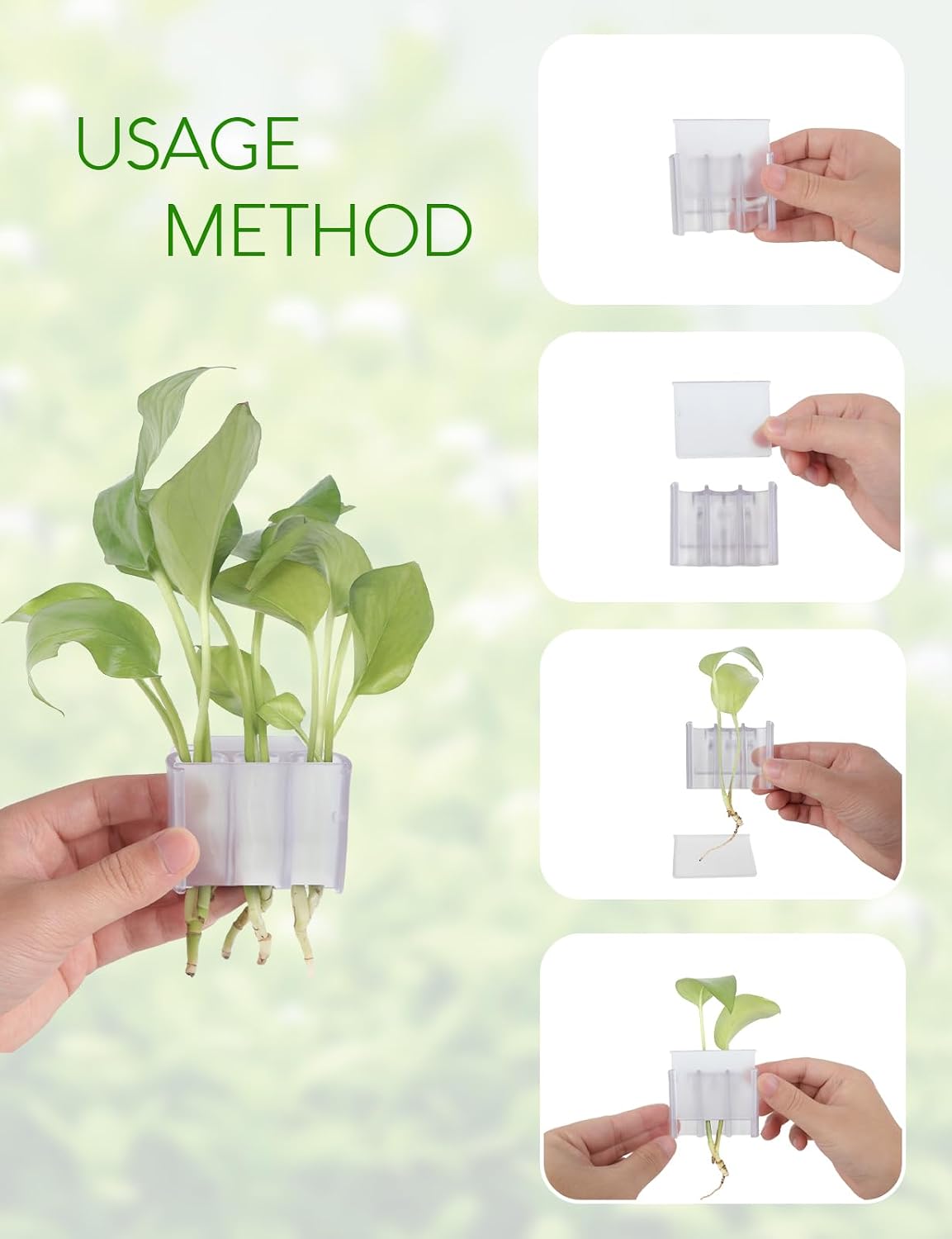 4 Pk Upgraded Aquarium Plant Holder, 3-Hole Hanging Aquarium Plant Holder with Clip, Suitable for Fish Tank Plant Potting, Aquarium Decoration, White image 4