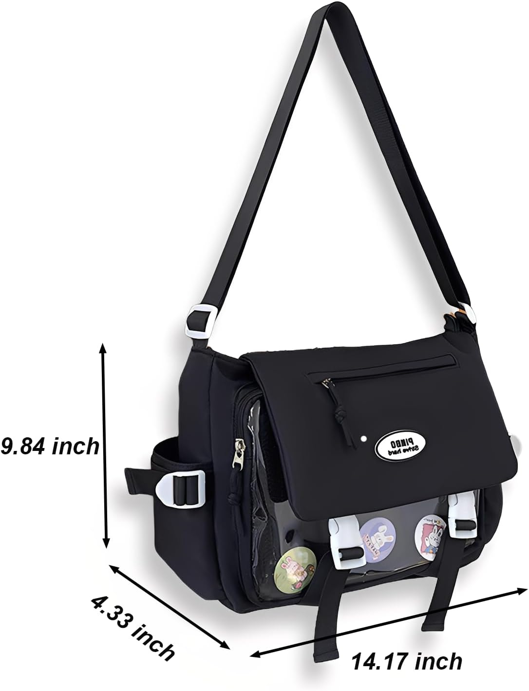 Black Ita Messenger Bag Crossbody with Insert