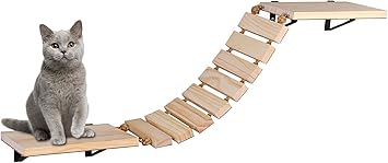 Handcrafted Wall Mounted Cat Shelves, Cat Wall Furniture Set, Cat Wall Bridge Shelf & Perch, Cat Climbing Wall Steps Ladder Cat Hammock Bed