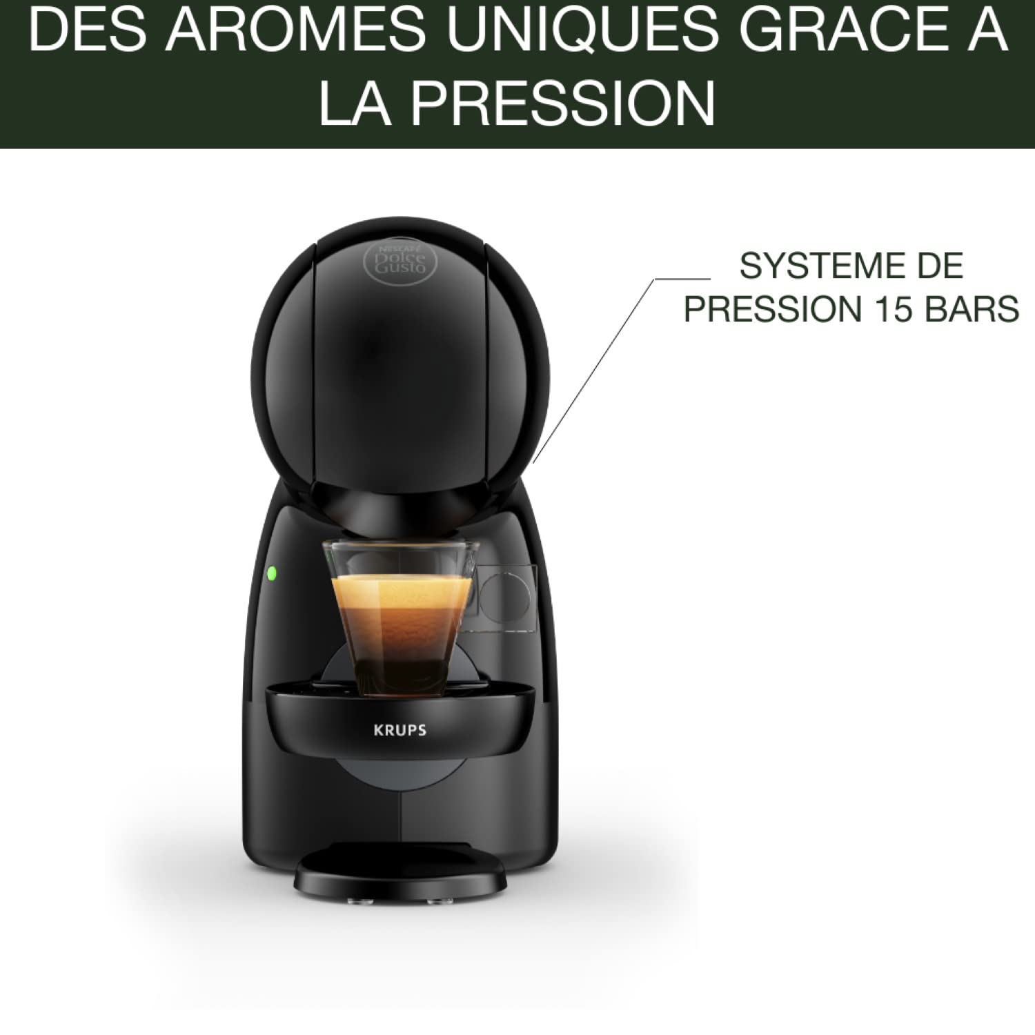 Krups Nescafé Dolce Gusto Machine à café capsules, Pression 15 bars, Cafetière dosettes, Multi-boissons froides ou chaudes, Intuitive, Compact, Mode éco, Piccolo XS Noire YY4202FD