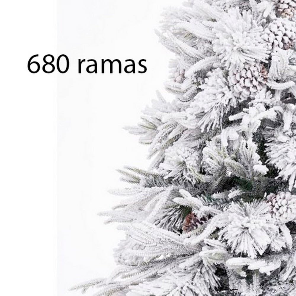 Árbol de Navidad artificial nevado verde y blanco desmontable de 210 cm
