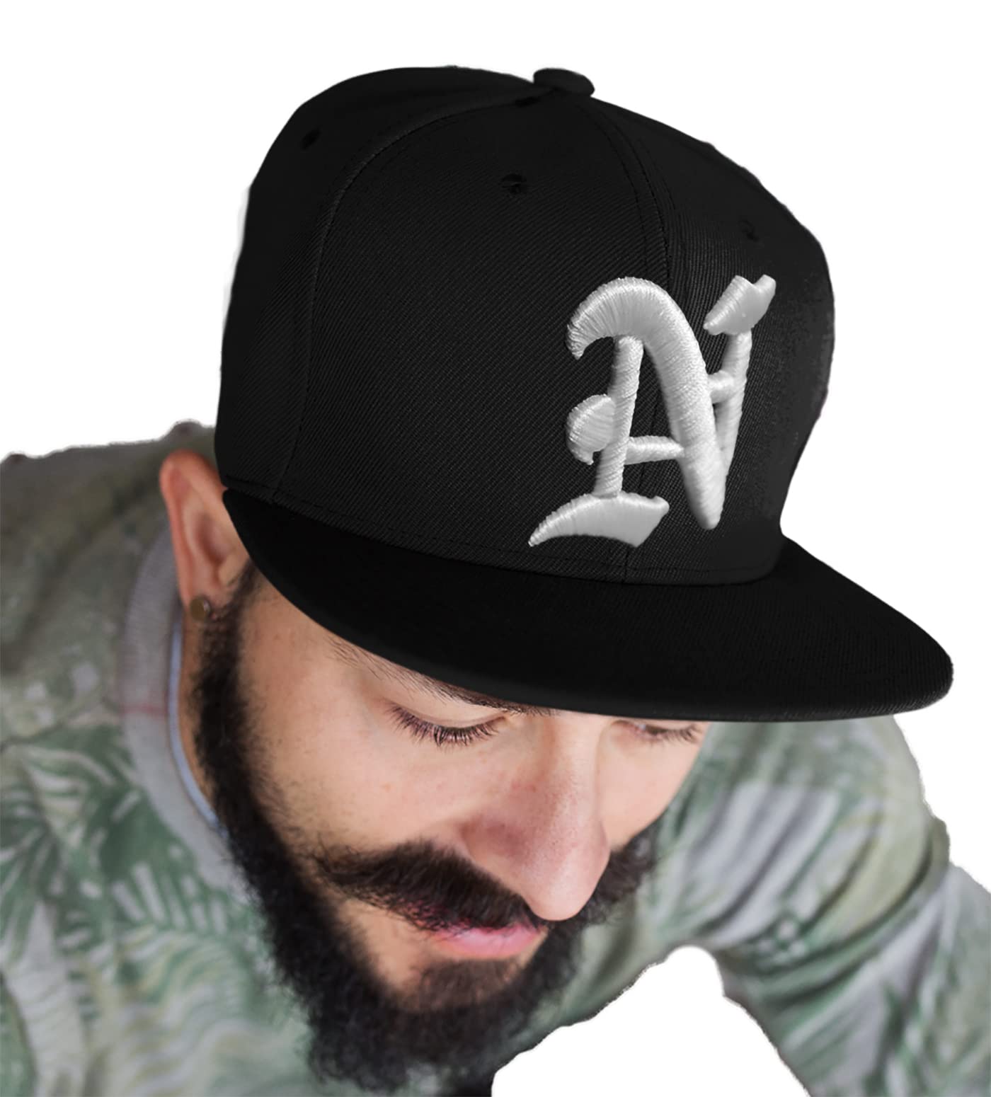 4Sold 1976 Men's N 4Sold Snapback Hat With Raised 3D Embroidery Letter 5 Panel Baseball Cap Hip-Hop Cap Hat Headwear (N)
