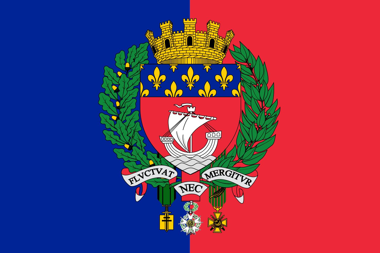 Drapeau Large Paris anti-frange de 90x150cm pour remplacer votre vieux pavillon