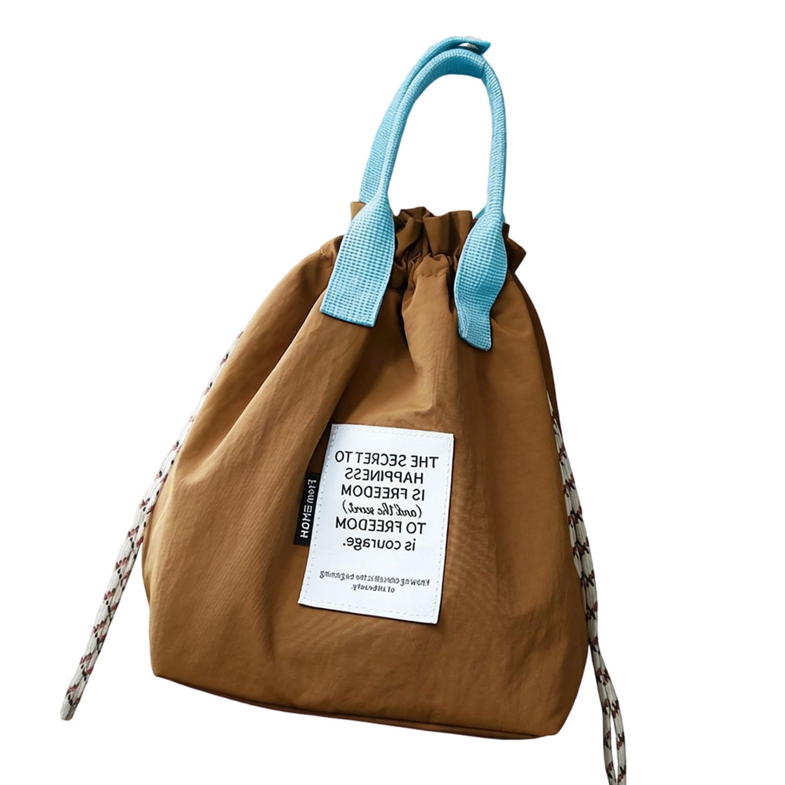 Pangboer Tea Brown Insulated Lunch Bag Polyester Drawstring Tote Top Handles Meal Organizer For Work Meals School Routines Daily Use Top Handle Lunch Bag