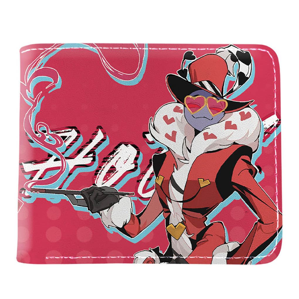 Hazbins Alastor Hotel PU Leather Wallet | Stylish Bifold Card Holder Small Purse with Zipper Coin Pocket | Multicard Wallets Coin Purse for Cash, Coin, Card, Bill (Pink-3)