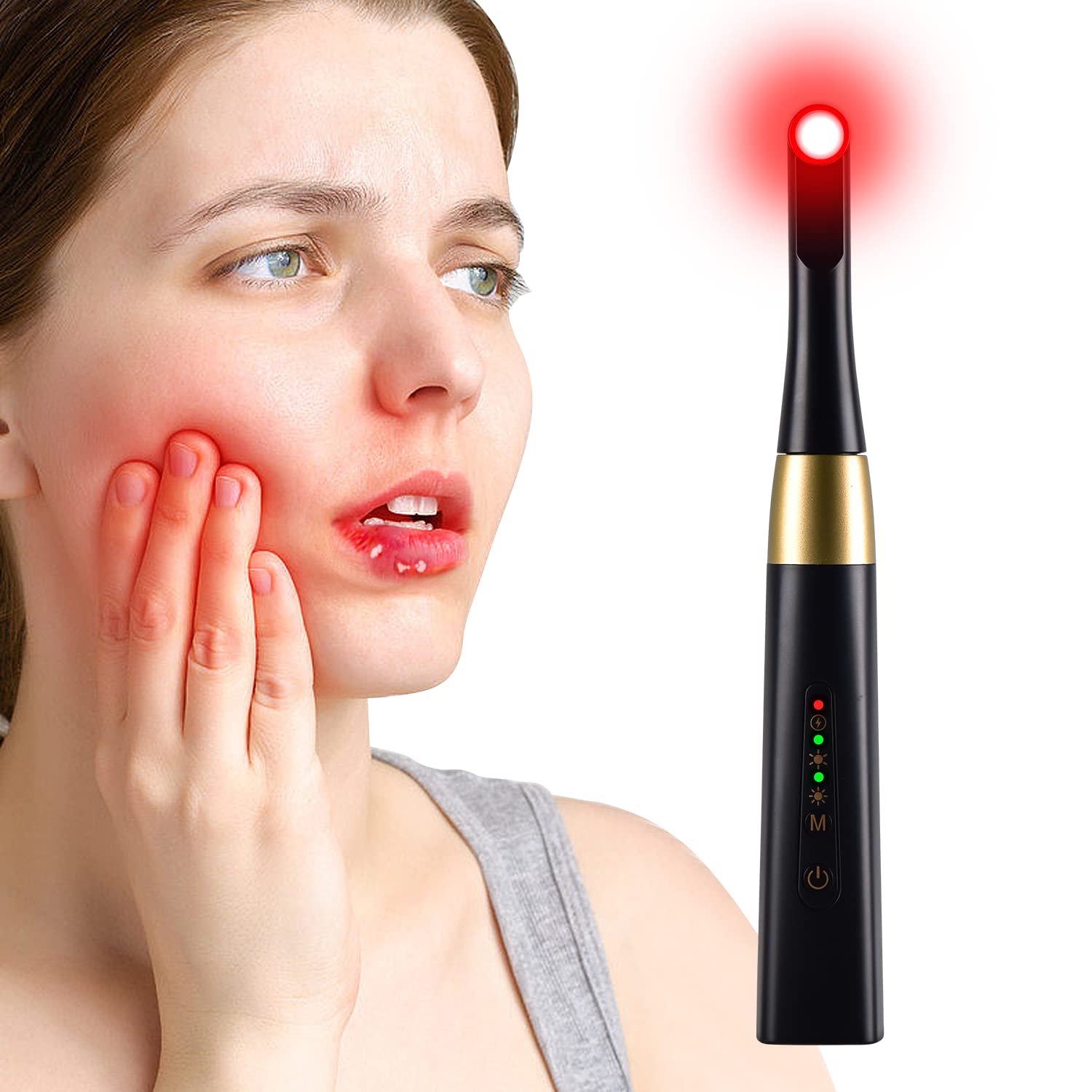 Infrared Red Light Cold Sore Therapy Device, for Pain Relief and Promote Healing, for Lip Sore Mouth Sore and Oral Problems Management