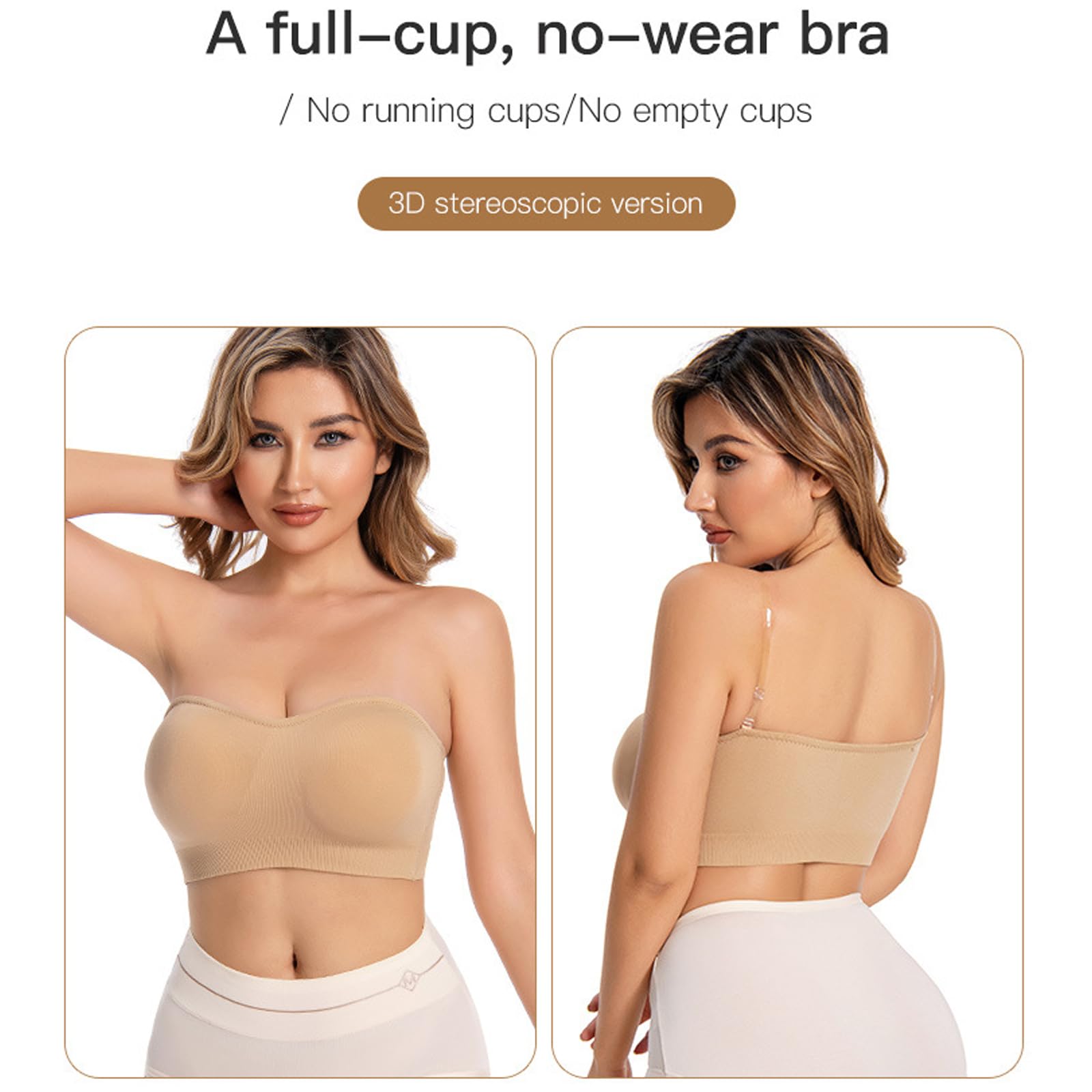 Reggiseno senza spalline con retro trasparente da donna, reggiseno invisibile riutilizzabile con spalline trasparenti rimovibili, perfetto per abiti da sposa senza schienale