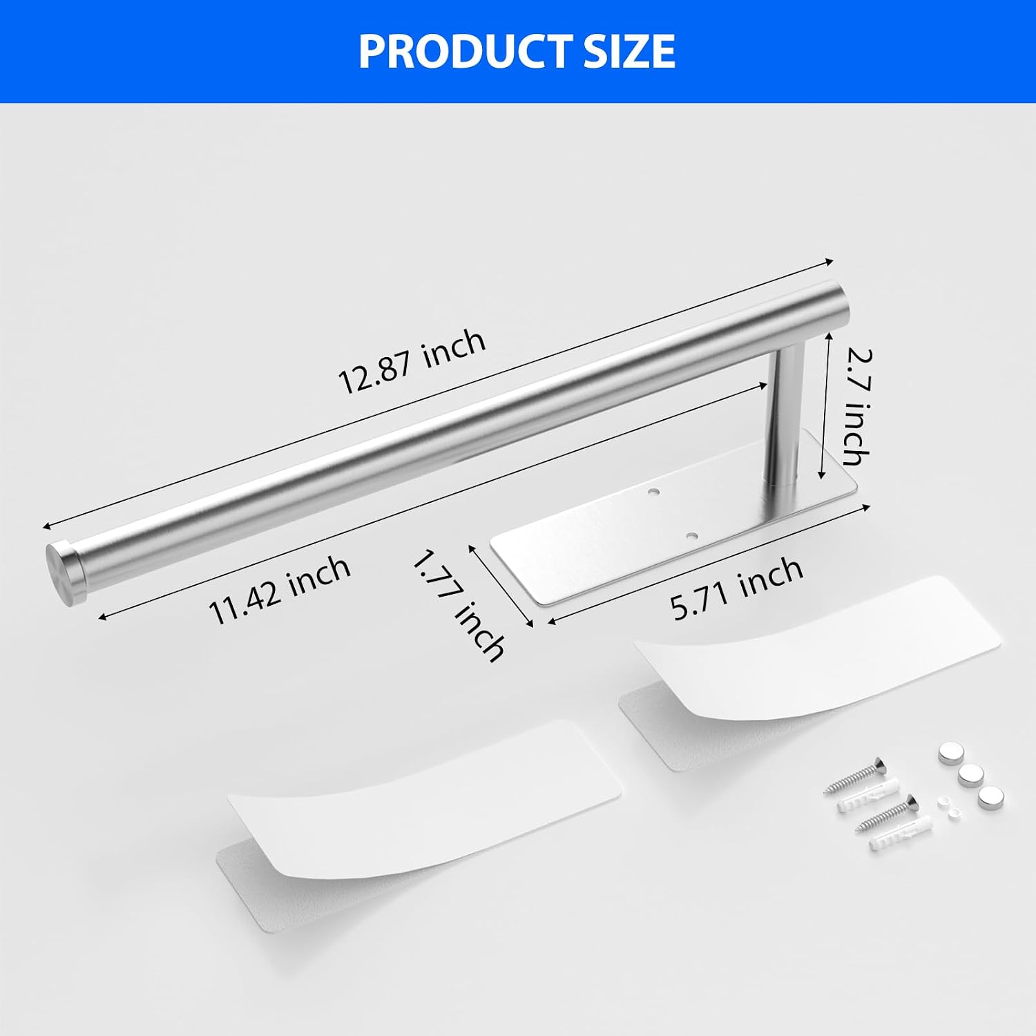 Paper Towel Holder Under Cabinet, Self-Adhesive,No Drilling, Stainless Steel, Wall-Mounted for Kitchen and Bathroom, Easy Install, Durable, Space-Saving, Ideal for Home, RV (Sliver, 1 Pack) image 5