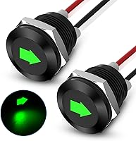 Linkstyle 2PCS 12V Waterproof LED Indicator Lights, 1/2" Panel Mount Left/Right Turn Signals w/310mm Wires for Cars Trucks RVs