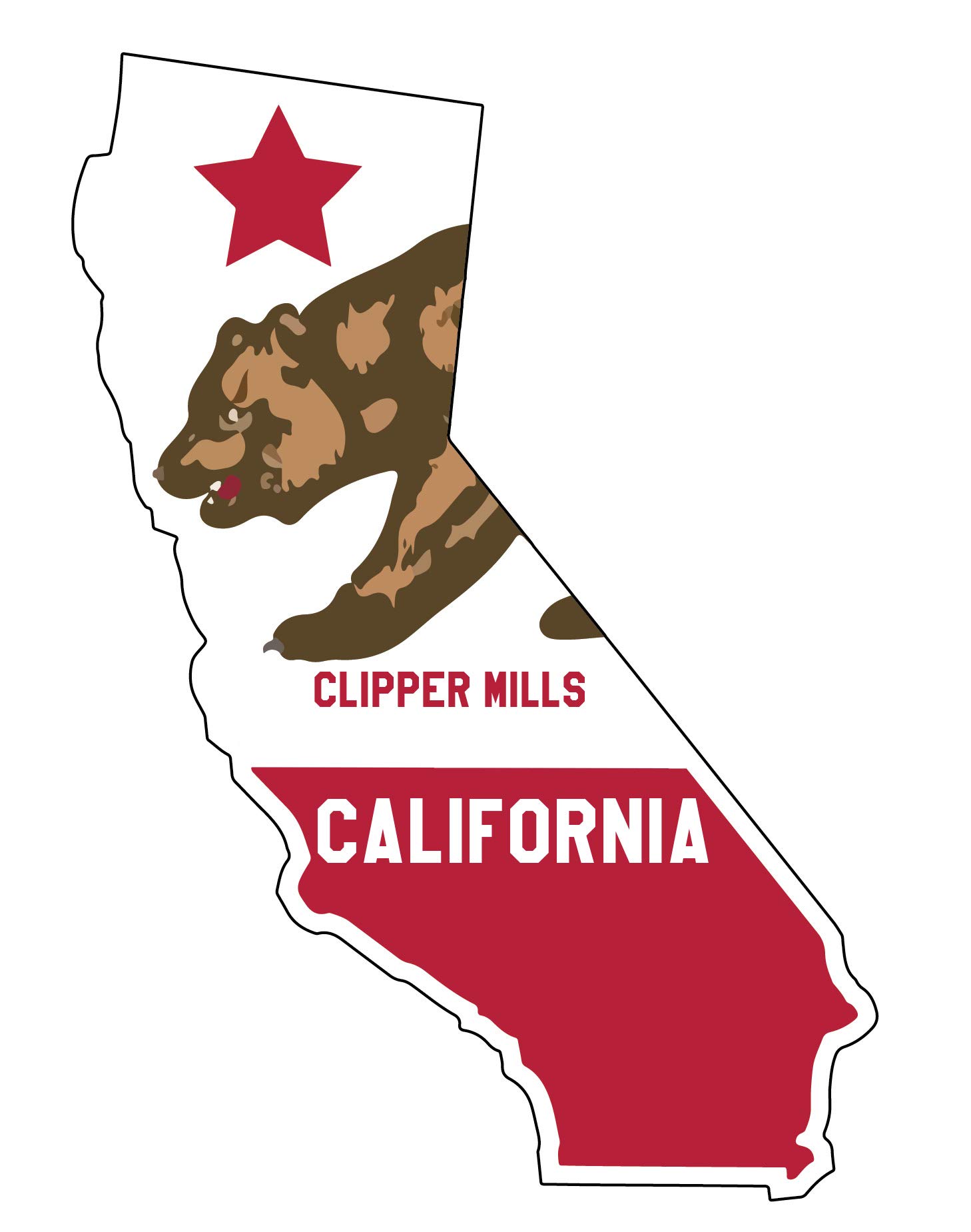 Clipper Mills California 4 Inch State Shape Vinyl Decal Sticker