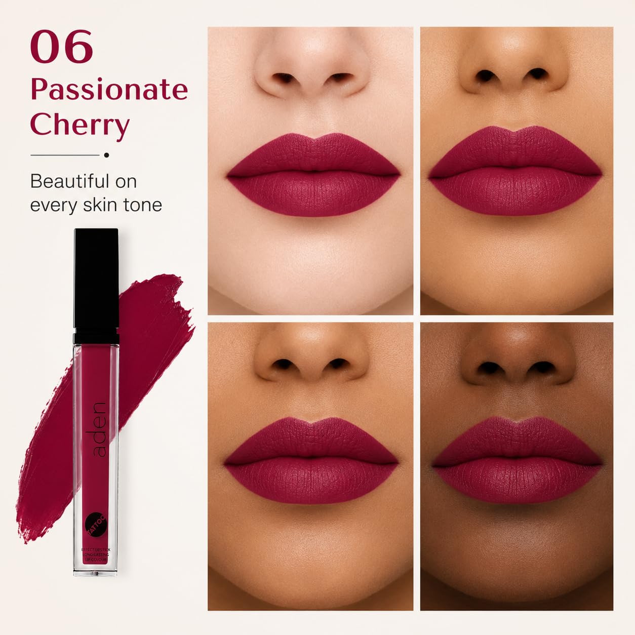 Lippenstift Tattoo - Hochpigmentiert mit MATTE FINISH 7ML - Made In Italy (06 Passionate Cherry)