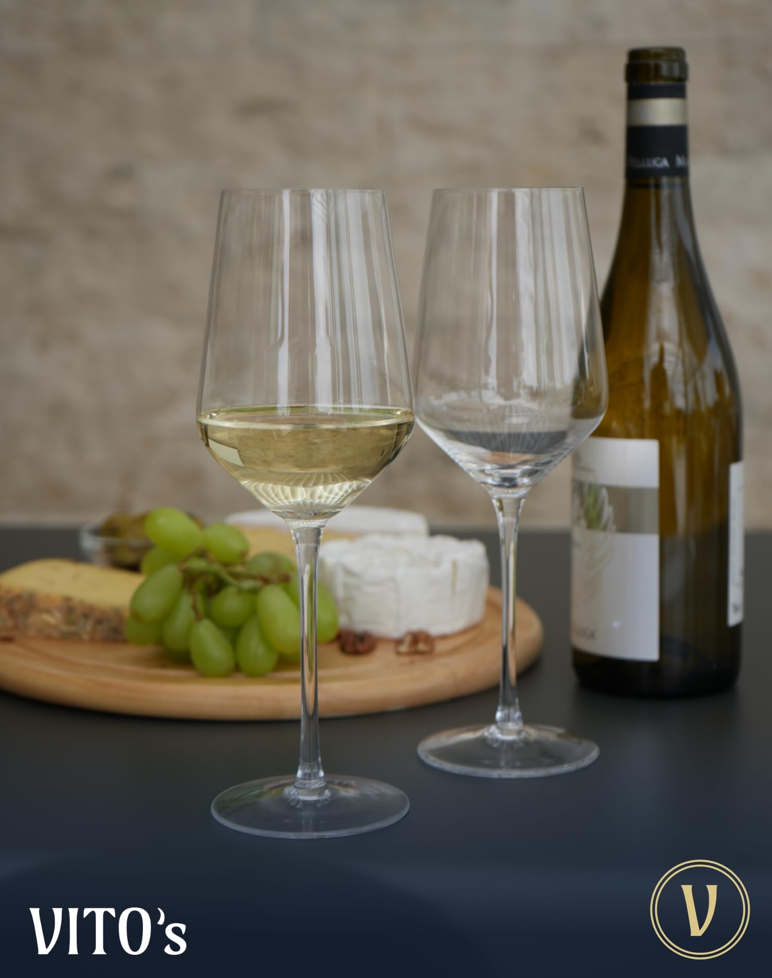 VITO's® Copas de vino blanco Adria (juego de 4) para una excelente experiencia de beber de cristal | Juego de copas de vino irrompibles en caja de regalo | para vinos blancos y rosados (juego de 4)