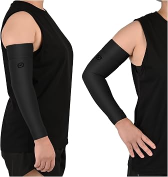 NURCOM Compression Arm Sleeve, 2 Pack, with Silicone, Black 3XL | 20-30mmHg, for Lymphedema, Lipedema, Pain Relief, Edema, Swelling, Post Surgery Recovery, Full Arm Support