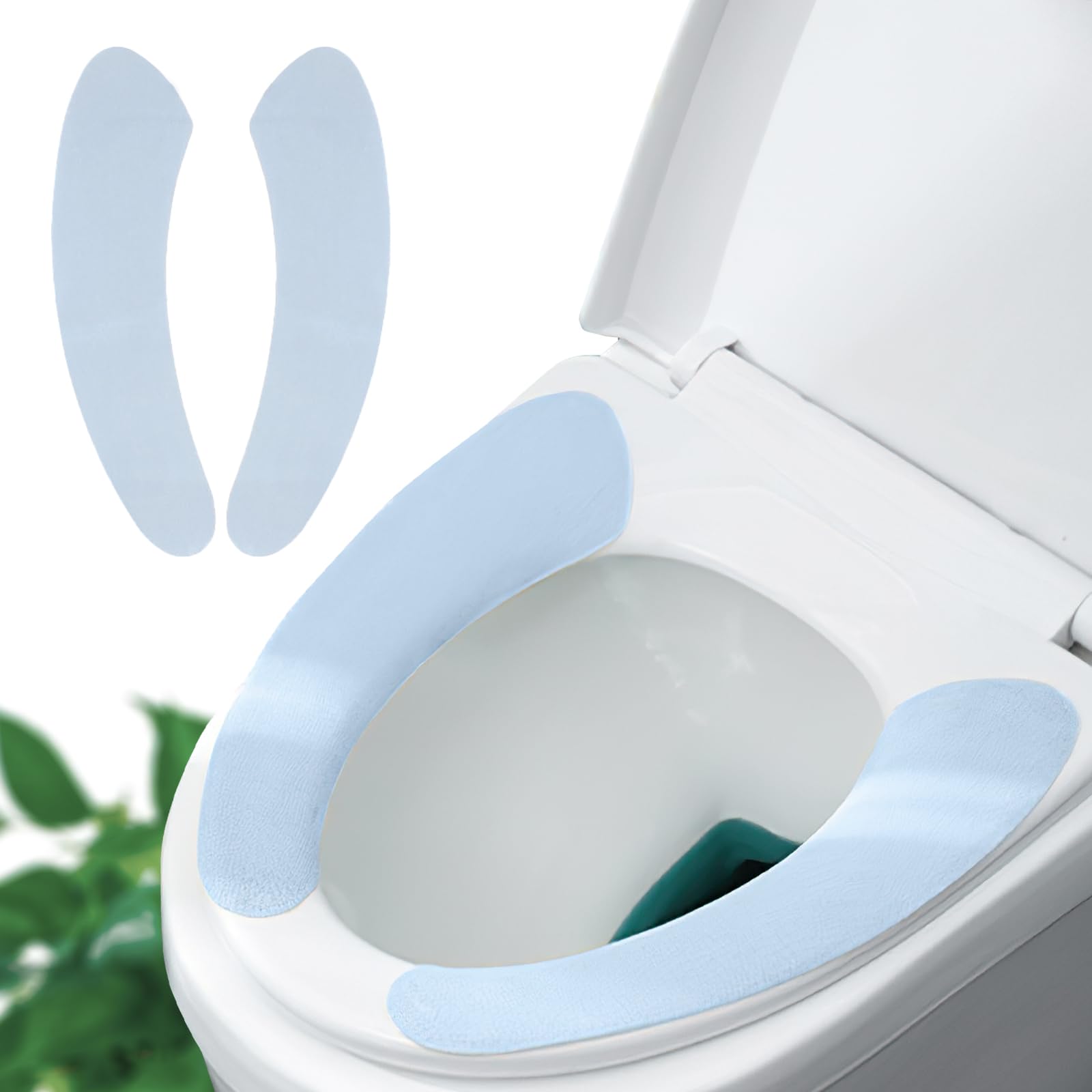 Iensen Thin and Warm Toilet Seat Cover Pad – Self-Adhesive, Adjustable and Cut-to-Fit, Comfortable and Easy to Clean, Perfect for Home Bathrooms (Blue)