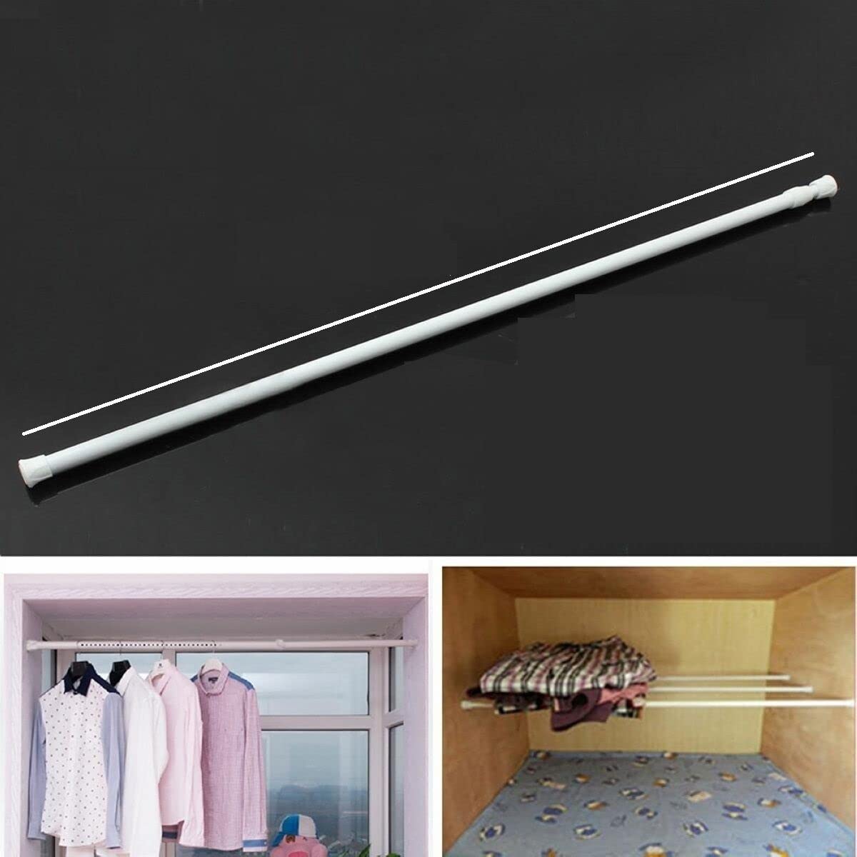Optimal Products Spring Extendable Telescopic Net Voile Tension Rod Rods Curtain Rail Pole (91-154Cm (36-61 Inch))