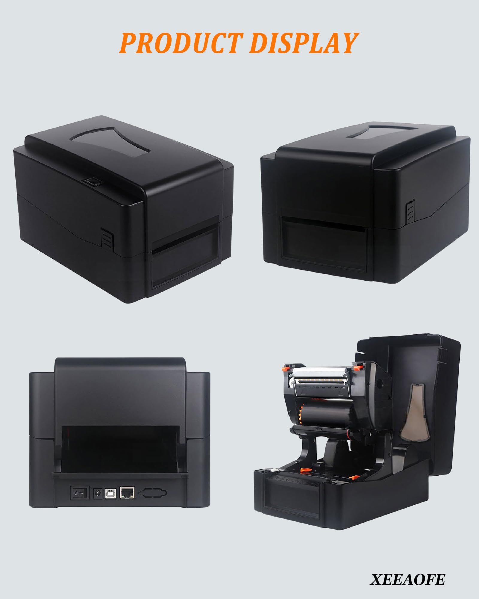 Drukarka Etykiet Wysyłkowych - 300 DPI | Prędkość Druku 127mm/s | Szerokość Druku 15-108mm (0.6-4.3 cala), Drukarka Etykiet do Paczek Wysyłkowych i Małych Firm NoCutter