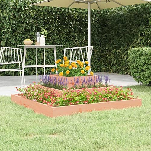 LAPOOH Jardinera, Jardineras Exterior, Macetas Exterior, Huerto Urbano Terraza, Huerto En Casa, Mesa De Cultivo, de Madera Maciza de Abeto Douglas 80x80x27 cm