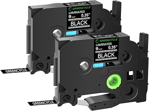 GREENCYCLE Paquete de 2 cintas de etiquetas compatibles con Ptouch TZe-325 TZe325 TZ325 TZ-325 AZE 0.35 pulgadas, 0.354 in, 38 pulgadas, blanco