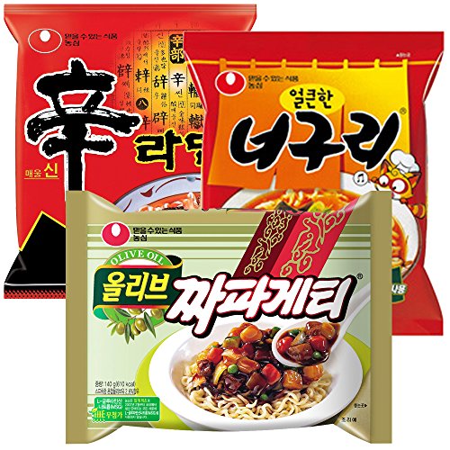 Nongshim Ramyun 6 Pack Special Combo 67 (2pc of Shin Ramyun , 2pc of Noguri, and 2pc of Chapagetti) Total 6 Pc