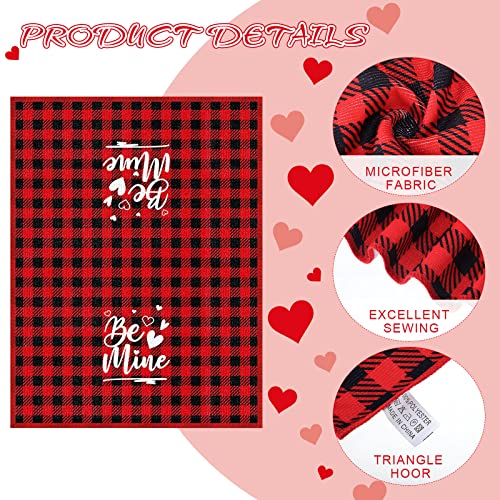 Kajaia 4 Pieces Valentine's Day Dish Towels Valentine Kitchen Towels Buffalo Plaid Towels Absorbent Dish Towels Valentines Towels For Holiday House Kitchen Decorations #TOP3