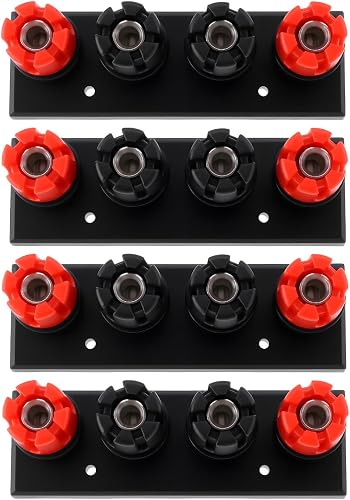 OTOTEC 4Pcs 4-Way Binding Post Terminal with 4mm Banana Jacks Speaker Amplifier Output Panel