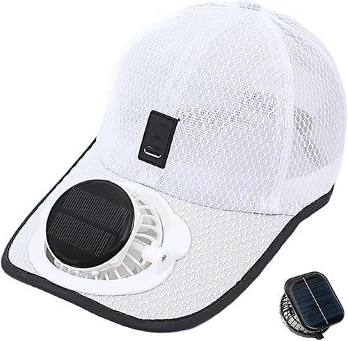 keckaky Men Women Solar Powered Fan Hat with Removable Fan, Solar Fan Cap, for O