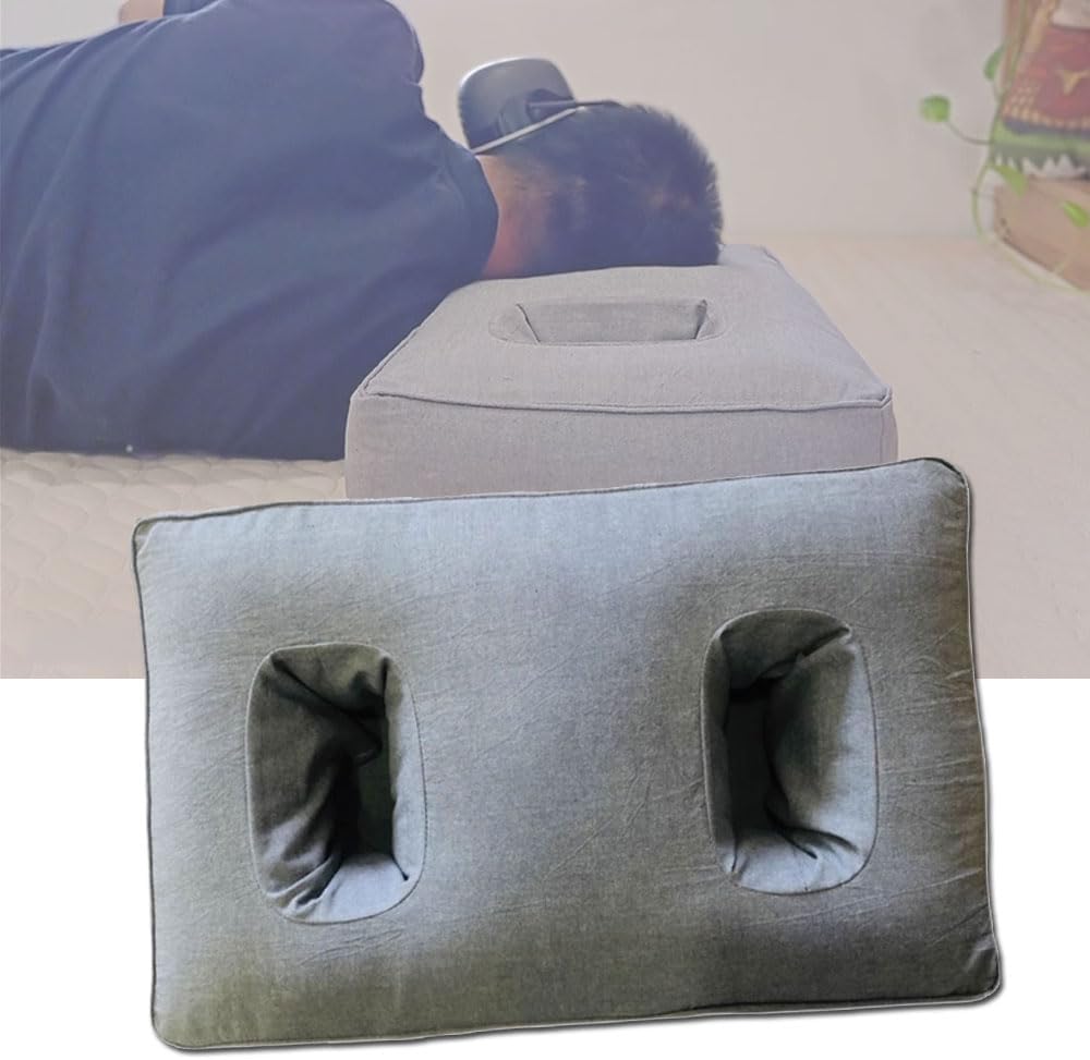 Double Ear Pillows with Holes for Ear Pain, Piercing Pillow for Side Sleepers, Adjustable Height Filling for Ear Piercing Pain CNH Side Sleeping Ear Piercing Protector,Gray
