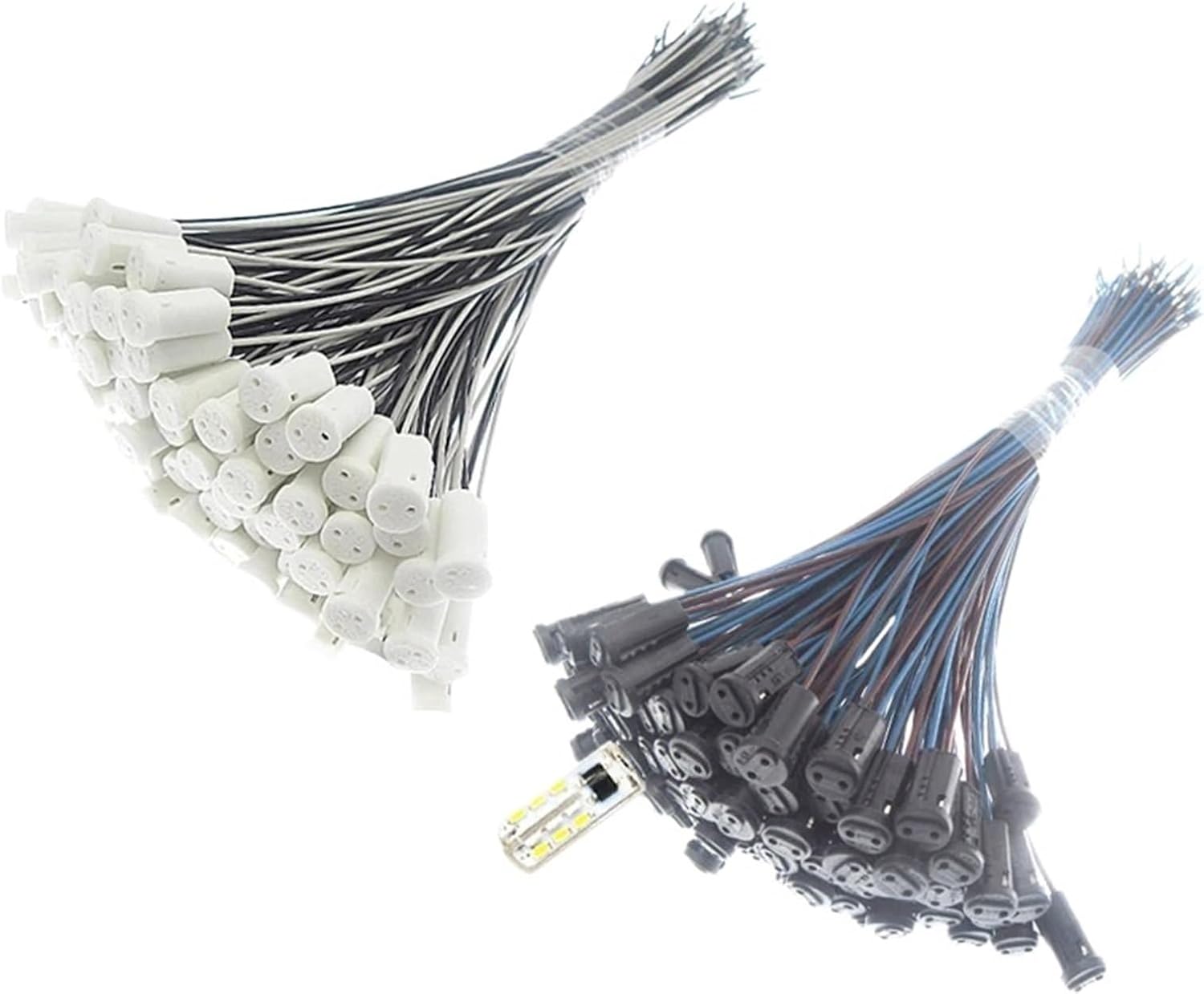 SBTRKT 10-50pcs G4 Lamp Socket, 10cm 20cm 30cm 50cm 100cm White Black 12V 220V G4 Lamp Holder for LED Crystal Heads Light Bulb Halogen Lamp (Size : 40cm, Color : Black x 10 Pieces)